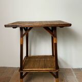 Wood and rattan table