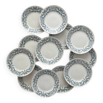 12 assiettes plates en terre de fer « Louis XVI » Saint Amand et Hamage