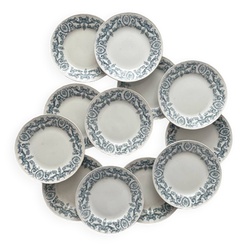 12 assiettes plates en terre de fer « Louis XVI » Saint Amand et Hamage