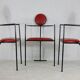3 armchairs designs steel and leather, France, circa 1980