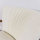 Pair of white cream boucle cocktail chairs, 1950s