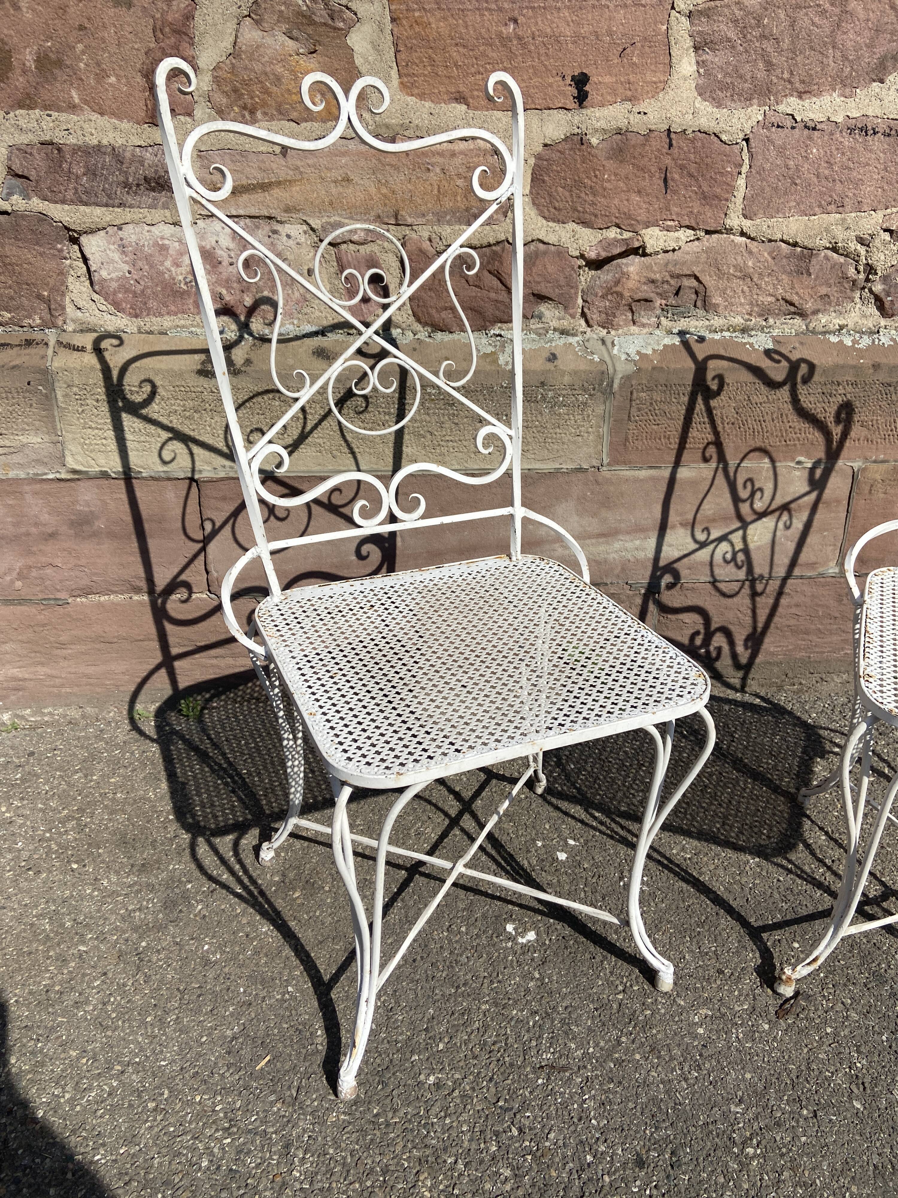 pair of garden chairs wrought iron vintage french iron chairs 1970 - 80