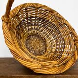 Woven wicker conical mushroom basket