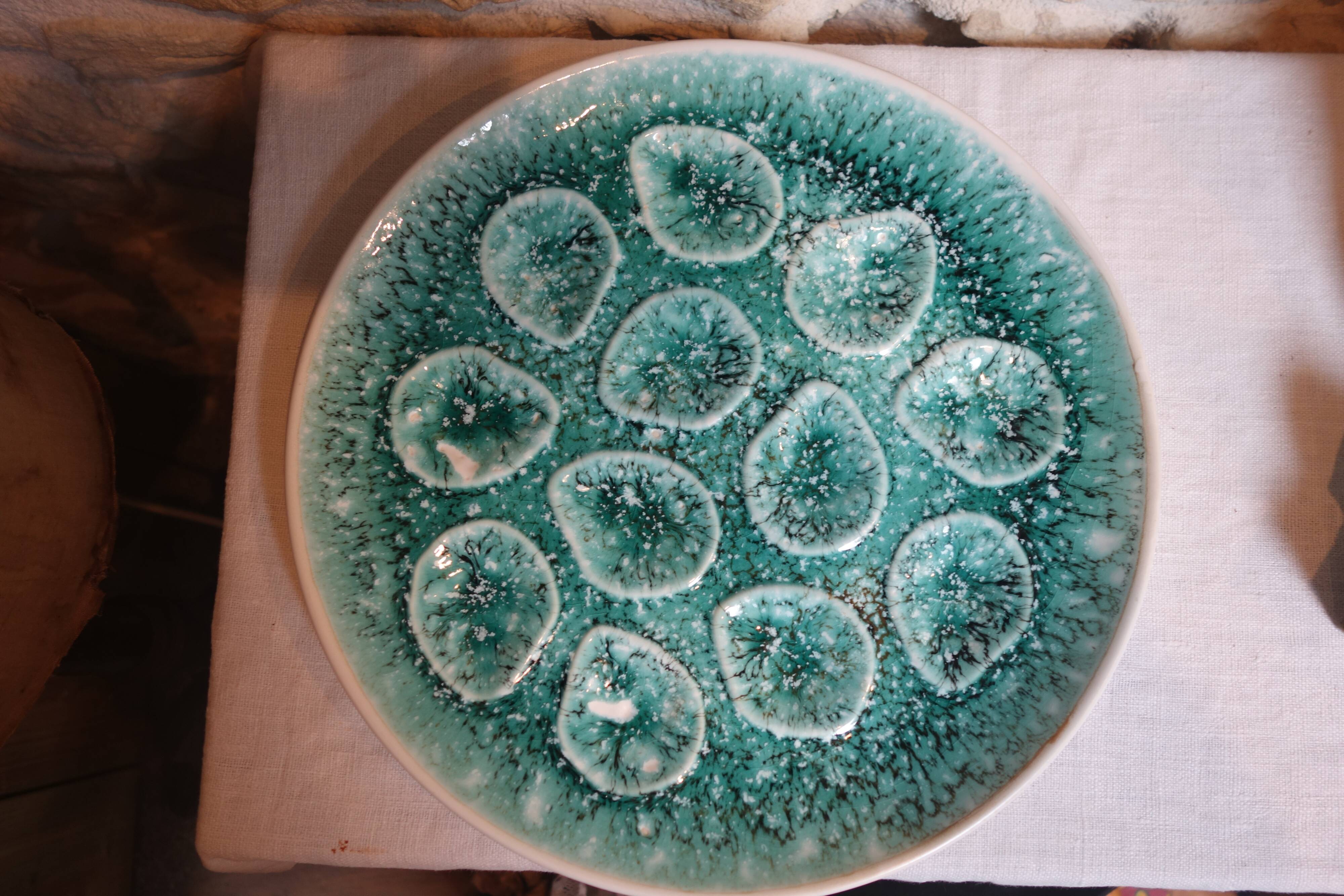 Plates and vintage oyster dish 60s