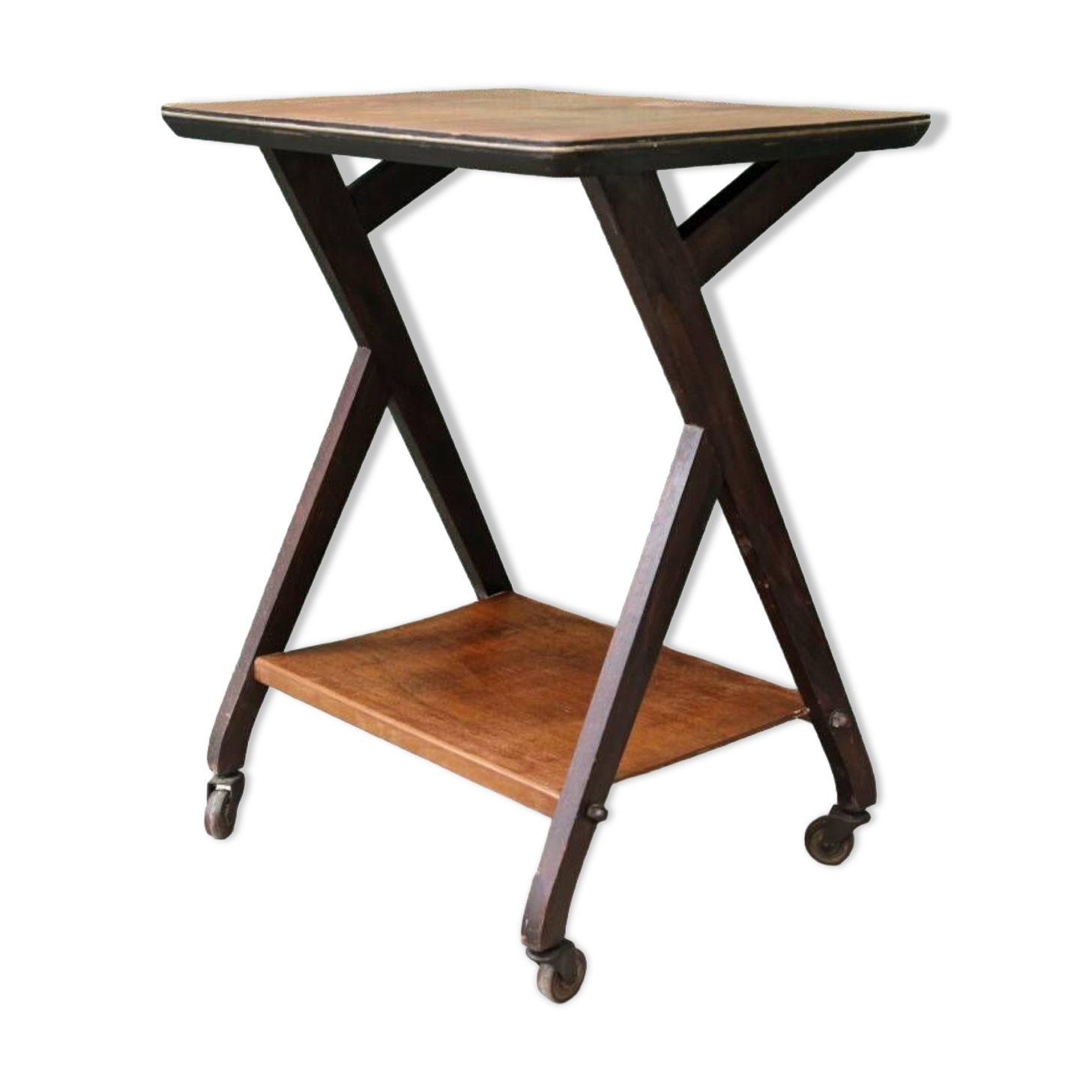 1950s wooden rolling trolley