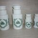 Set of 4 glass jars opal from italy white and green
