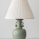 Celadon Crackle Glaze Porcelain Table Lamp in Chinese Style with Scroll Handles