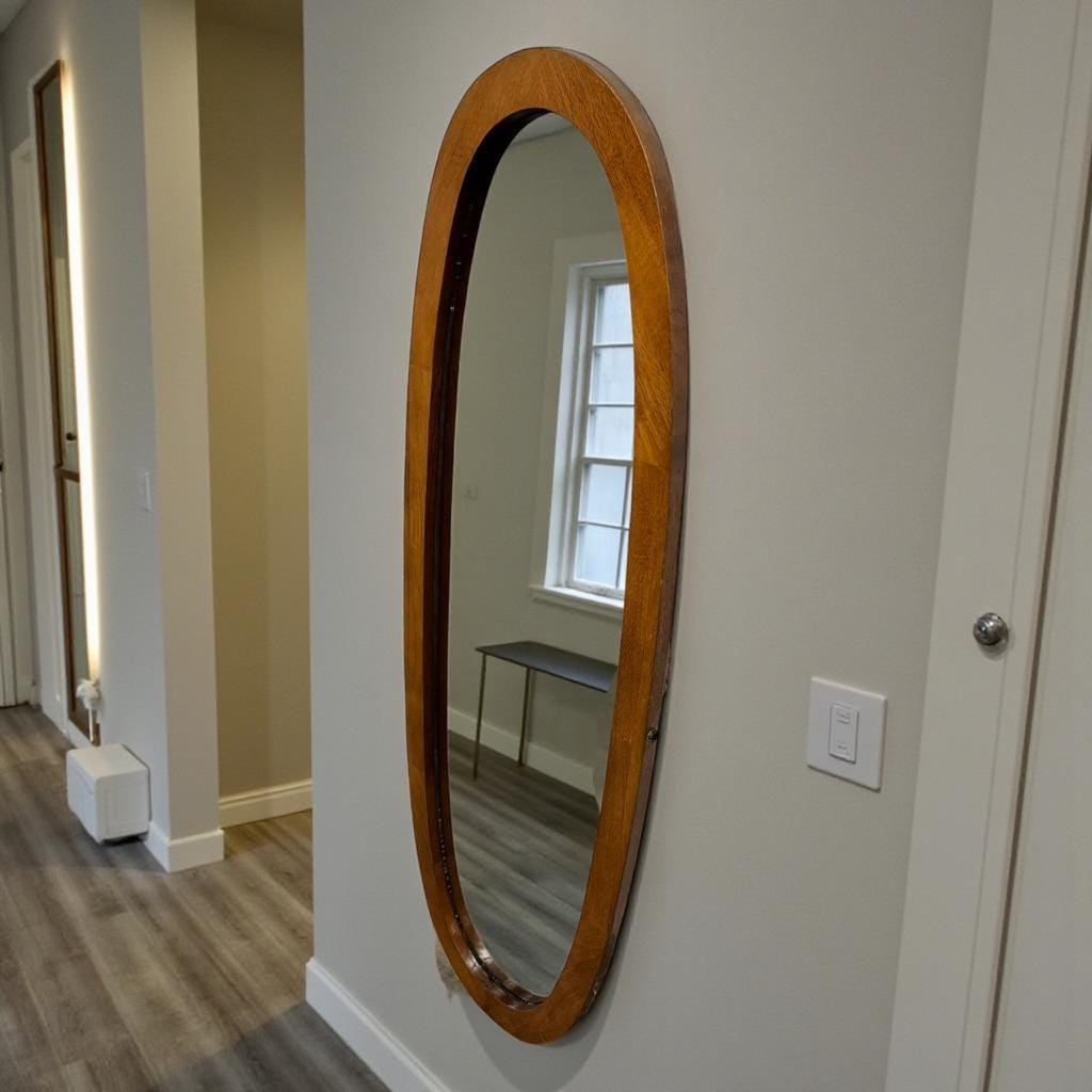 XL vintage mirror with a wooden frame