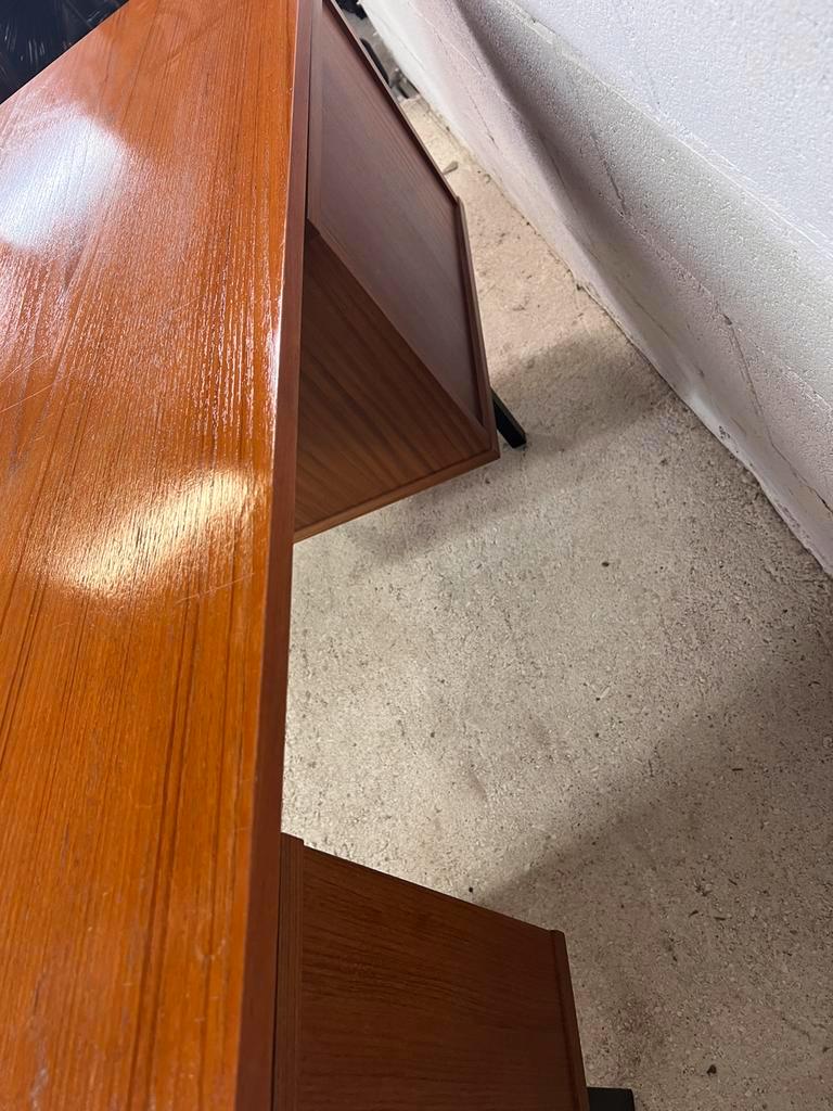 Vintage wooden desk with bleacher on the side
