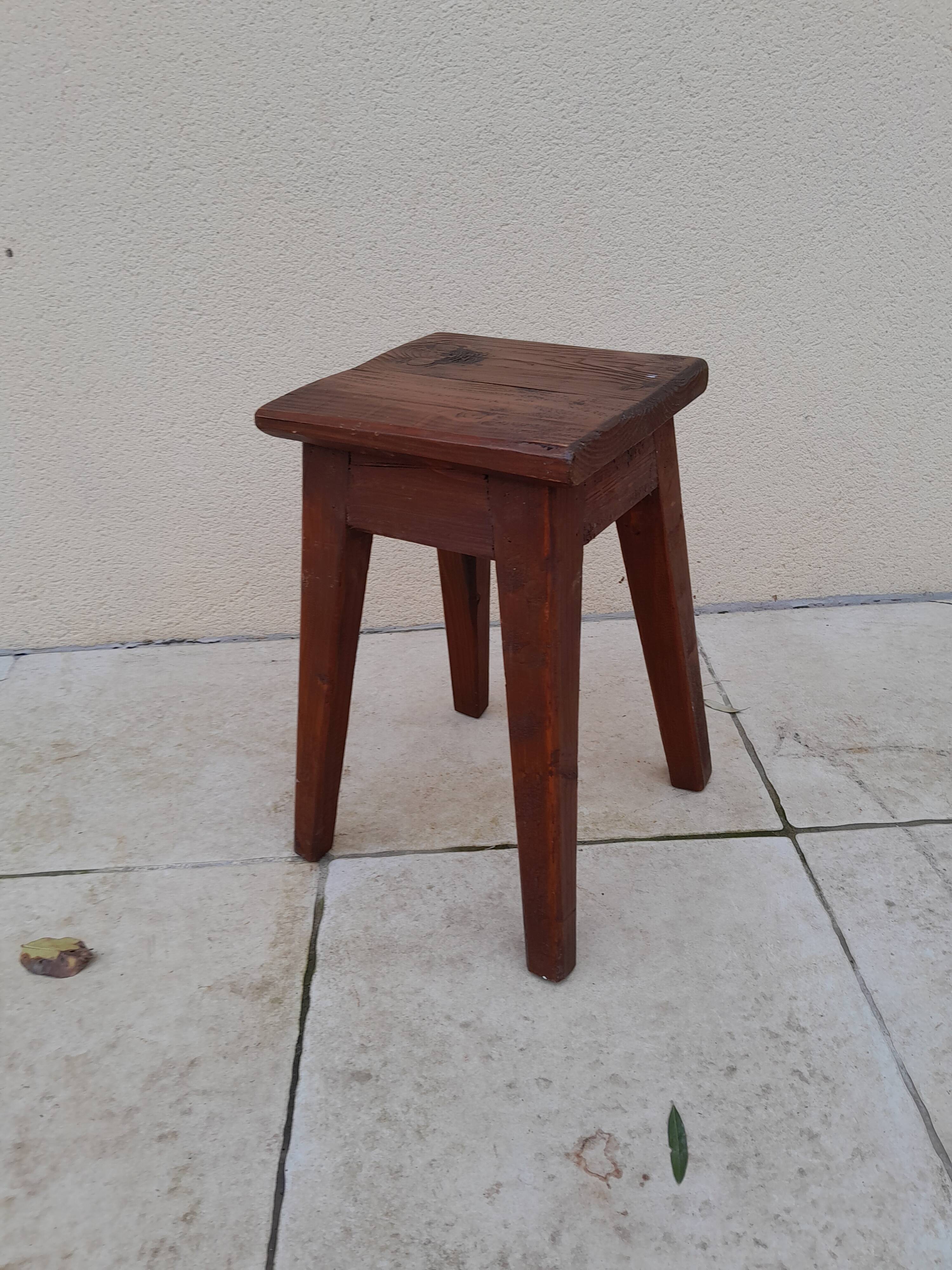 Vintage wooden stool reconstruction period 40s 50s