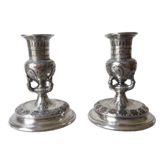 Paire de chandeliers bougeoirs christofle