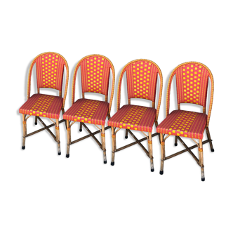 Set of 4 chairs of "bistro" in natural rattan