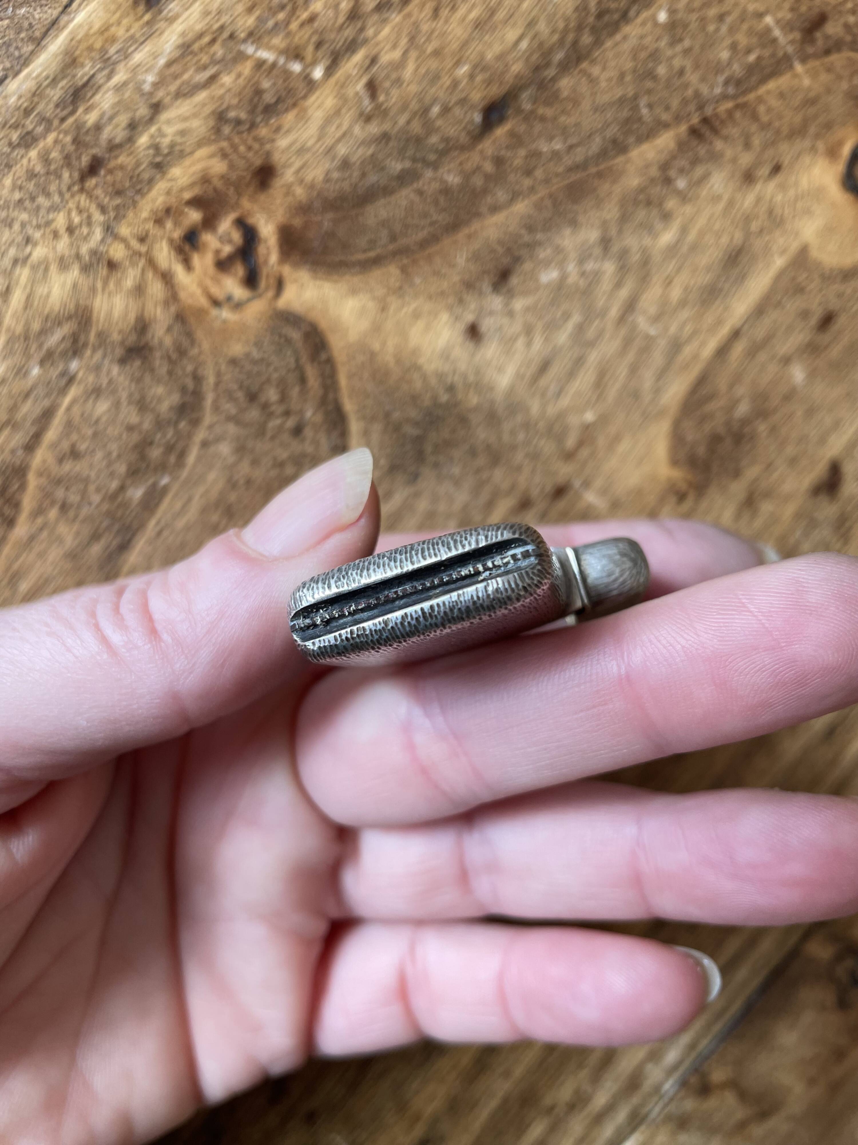 Antique pyrogen, fire box, solid silver match holder