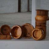 Set of 10 Scandinavian bowls in Swedish pine from the mid-century, made by Holmbergs & Varnamo, 1970s.