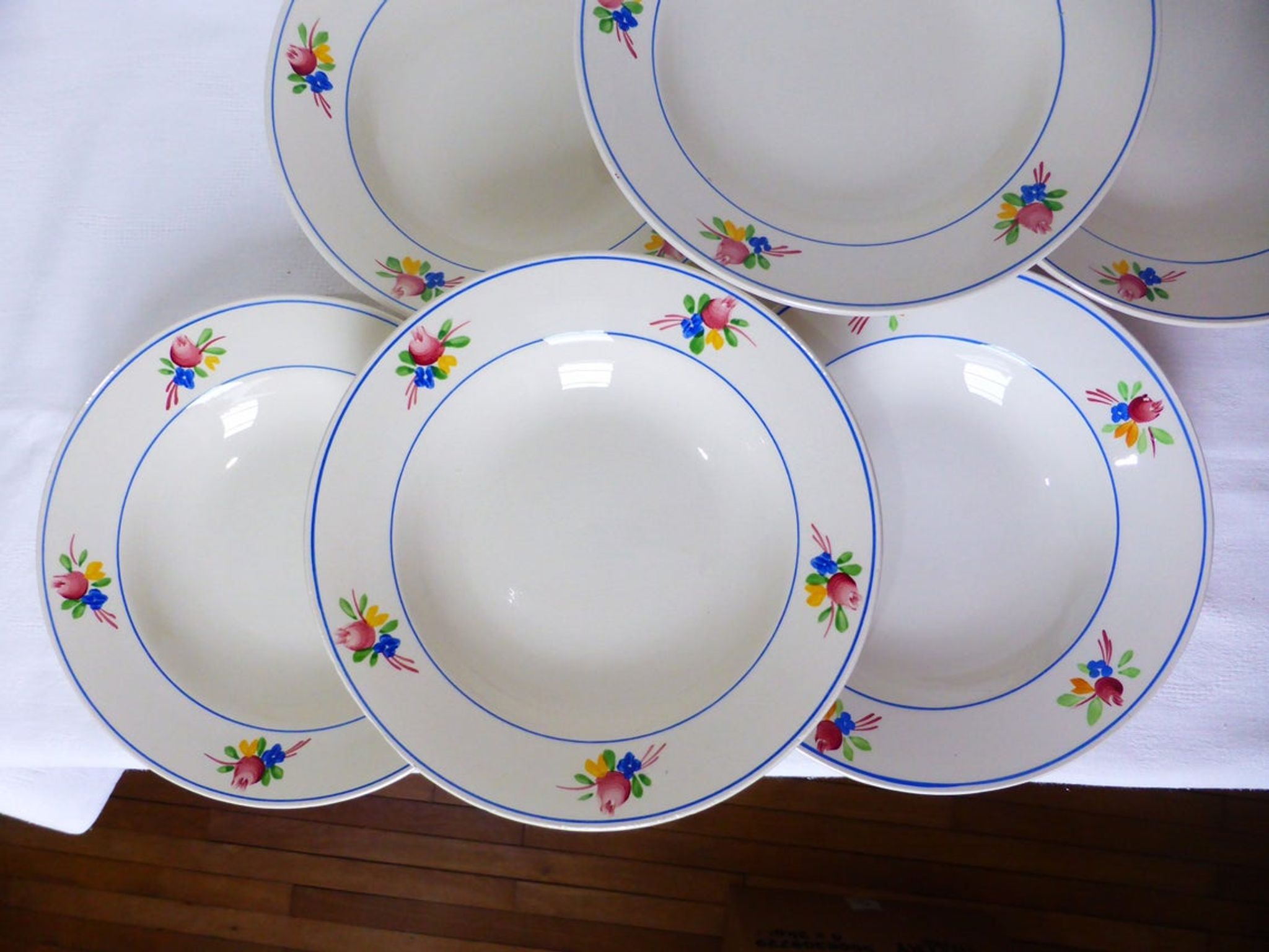 Set of 6 vintage soup plates from the Gien factory, Nice model
