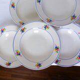 Set of 6 vintage soup plates from the Gien factory, Nice model