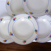 Set of 6 vintage soup plates from the Gien factory, Nice model