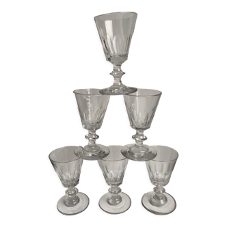 Lot de 6 verres à pieds en cristal début XXème