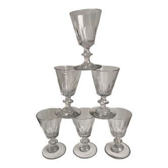 set of 6 glasses with crystal stems early twentieth