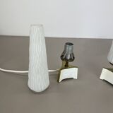 Set of 2 "cone" glass and brass table light, italy 1950s