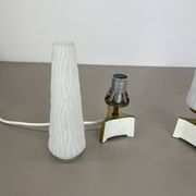 Set of 2 "cone" glass and brass table light, italy 1950s