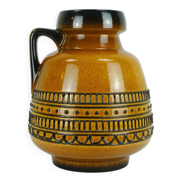 huge 60's VASE jug model 88 35 amber and brown with black abstract pattern