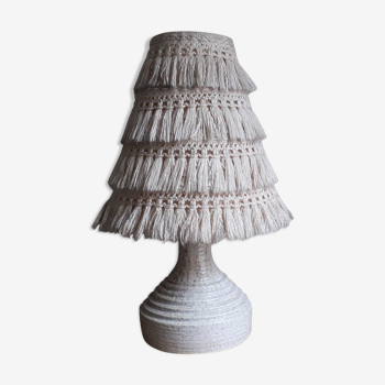 Ceramic table lamp and macramé 70s