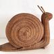 Italian Vintage Large Rattan Snail Basket, 1980s