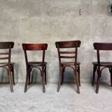 Set of 4 Fischel bistro chairs crocodile model 1930