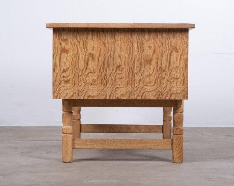 Brutalist Oak Desk by Henning Kjærnulf, Denmark, 1960s