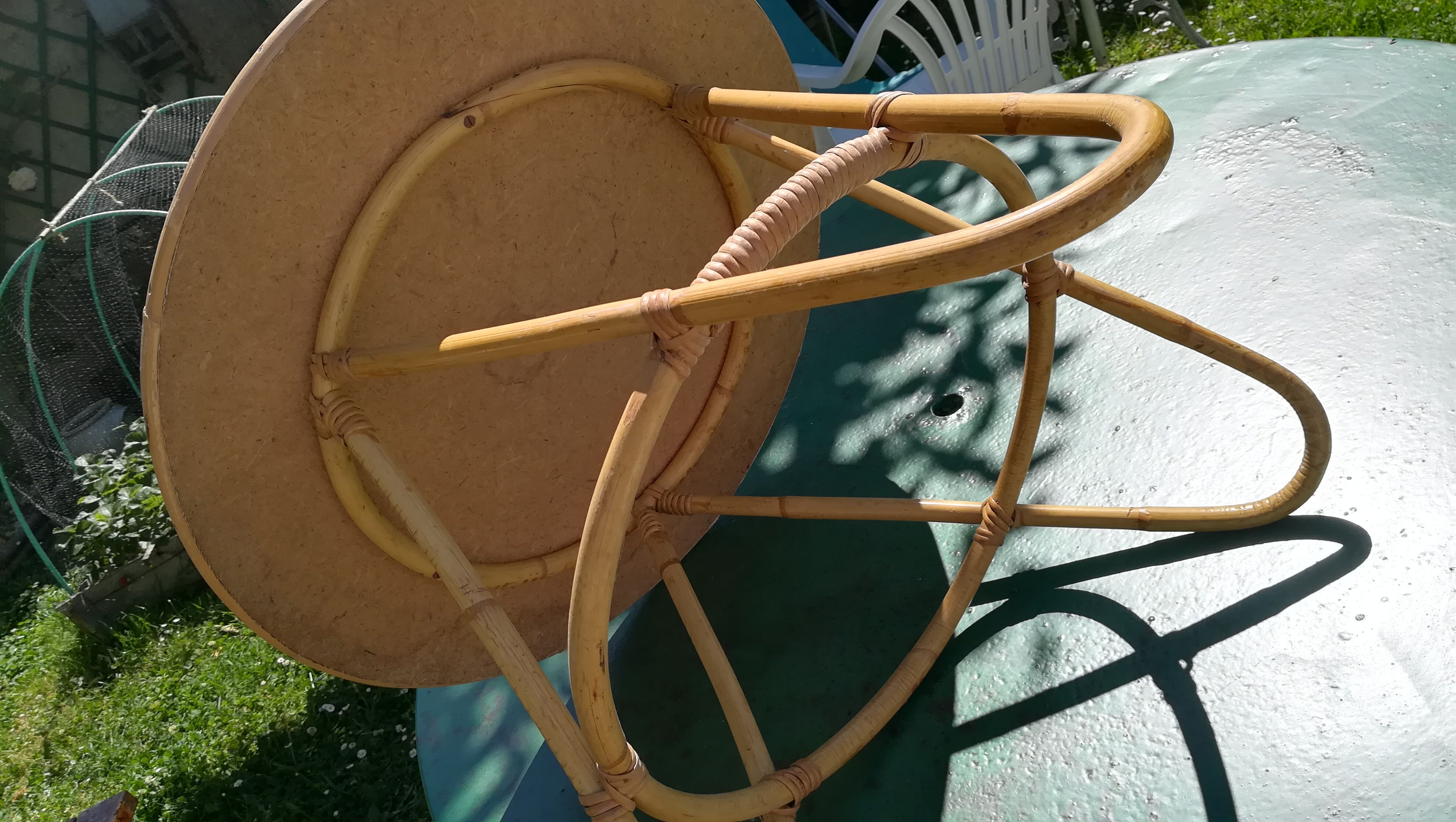 Small table in vintage rattan 1960