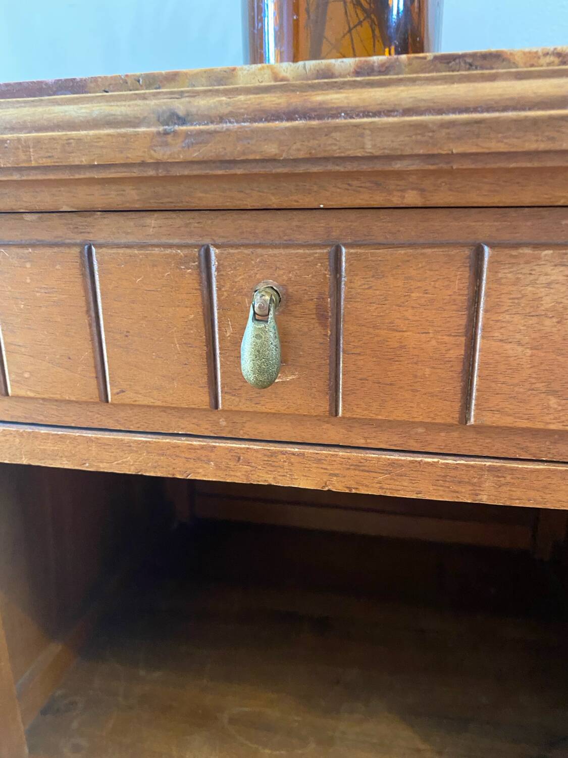 Small solid wood and marble sideboard