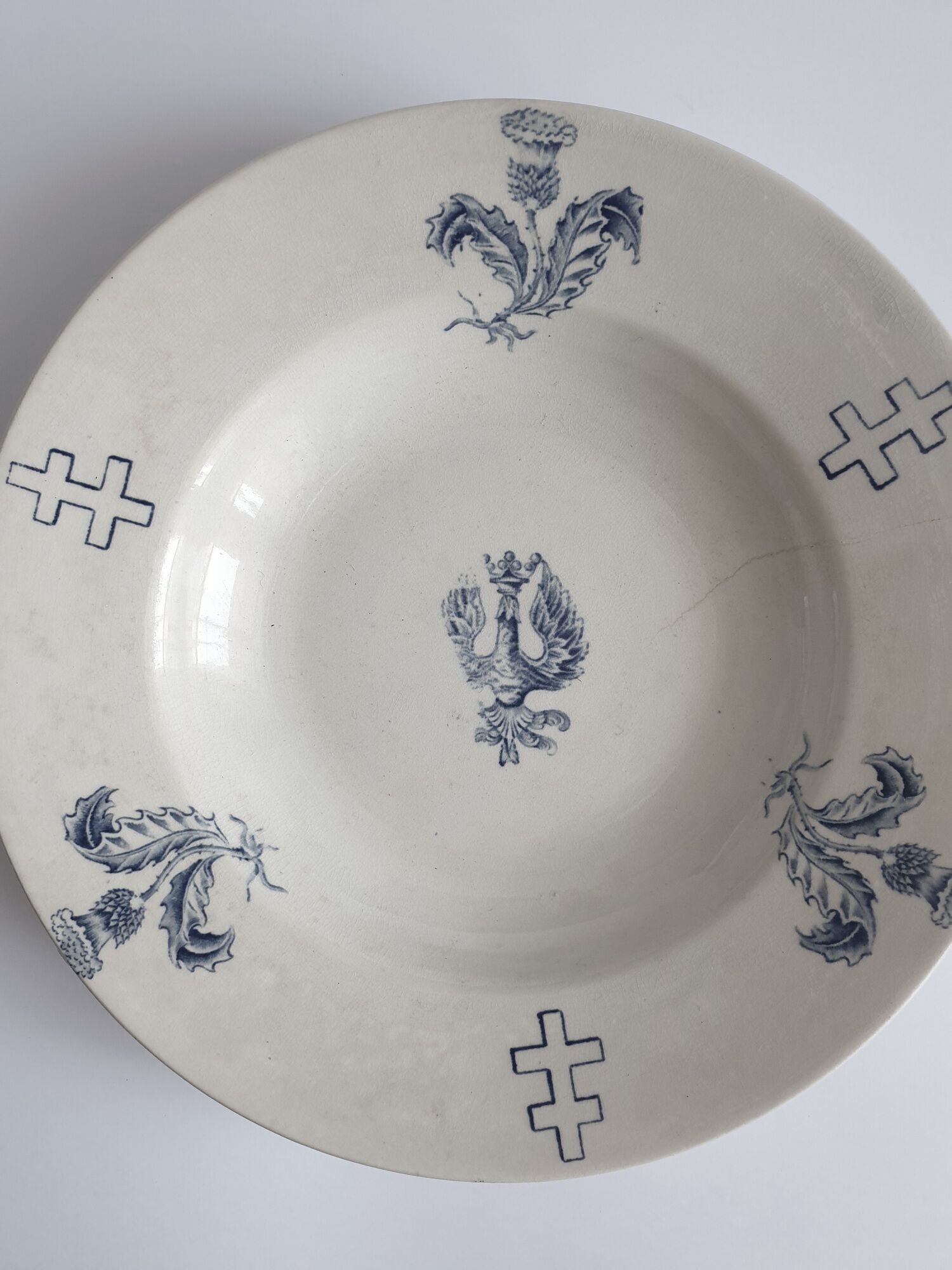 Hollow plate Luneville Keller Guerin thistle cross of Lorraine