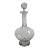 large wine carafe in engraved glass and faceted stopper 1930