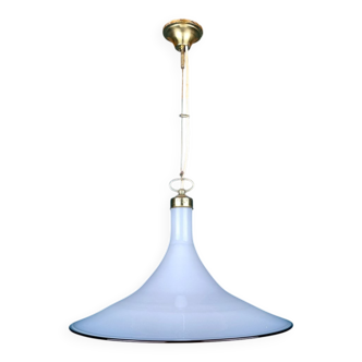 Vintage white Murano glass pendant lamp, Italy, 1970s.
