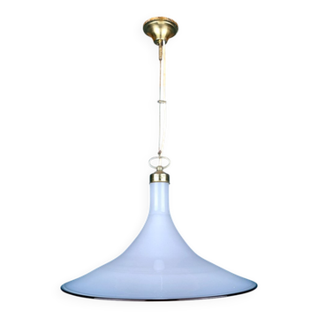 Vintage white Murano glass pendant lamp, Italy, 1970s.