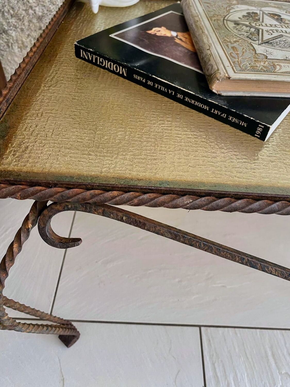 Vintage wrought iron coffee table / side table