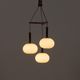 Ribbed glass and teak pendant lamp, 60s.