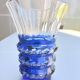 Val Saint Lambert – Cut cobalt blue crystal bowl/vase signed –