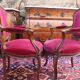 Pair of Louis 15 velvet-style convertible armchairs