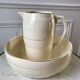 Toilet service in terre de fer longchamp cream with golden edging 40s-50s