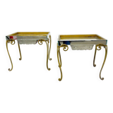 Pair of side tables, glass and brass, 1940s