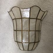 Set of two vintage mother-of-pearl and brass wall lamps
