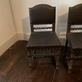 Pair of Louis XIII style oak chairs