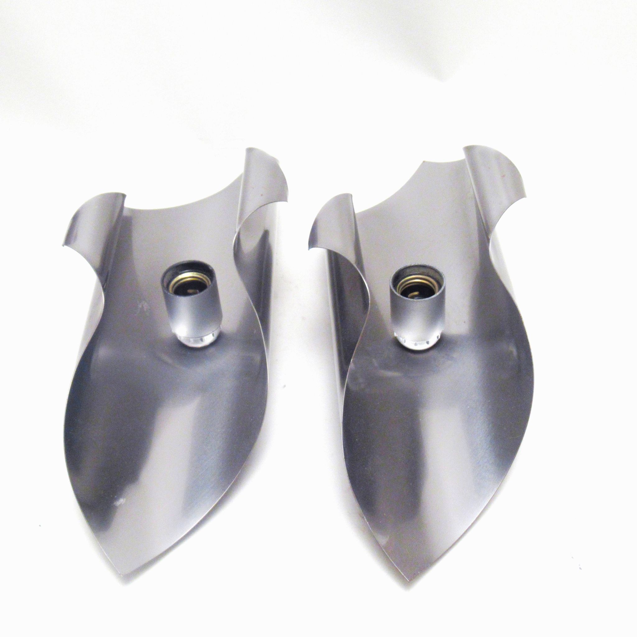 Pair of brushed metal wall lamps 1970