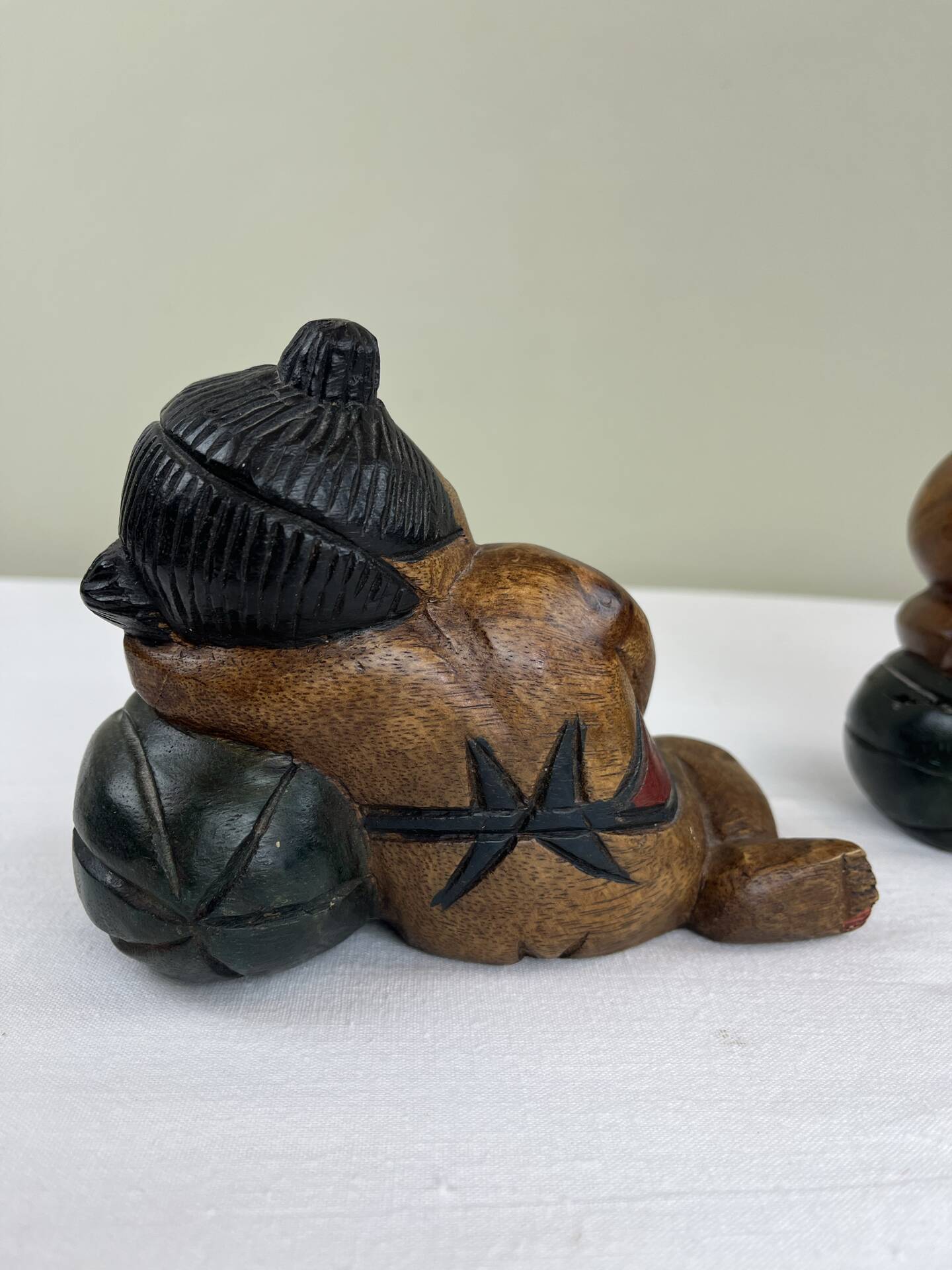 Carved wooden bookends