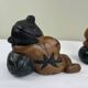 Carved wooden bookends