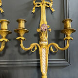 Pair of nineteenth century sconces in bronze and porcelain