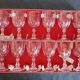 Set of two chest of small glasses with vintage Arques crystal liqueur