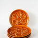 Set of 4 oyster plates in majolica, Mustard Yellow, 1970.